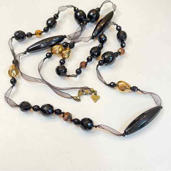 Cookie Lee Bead & Ribbon long necklace - Picture 3 of 3